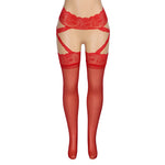 Luxury Lace Pantyhose Garter Belt Tights Cross Lace Waistband High Elastic Sexy Stockings Women Fashion Hosiery Plus Size XS-5XL