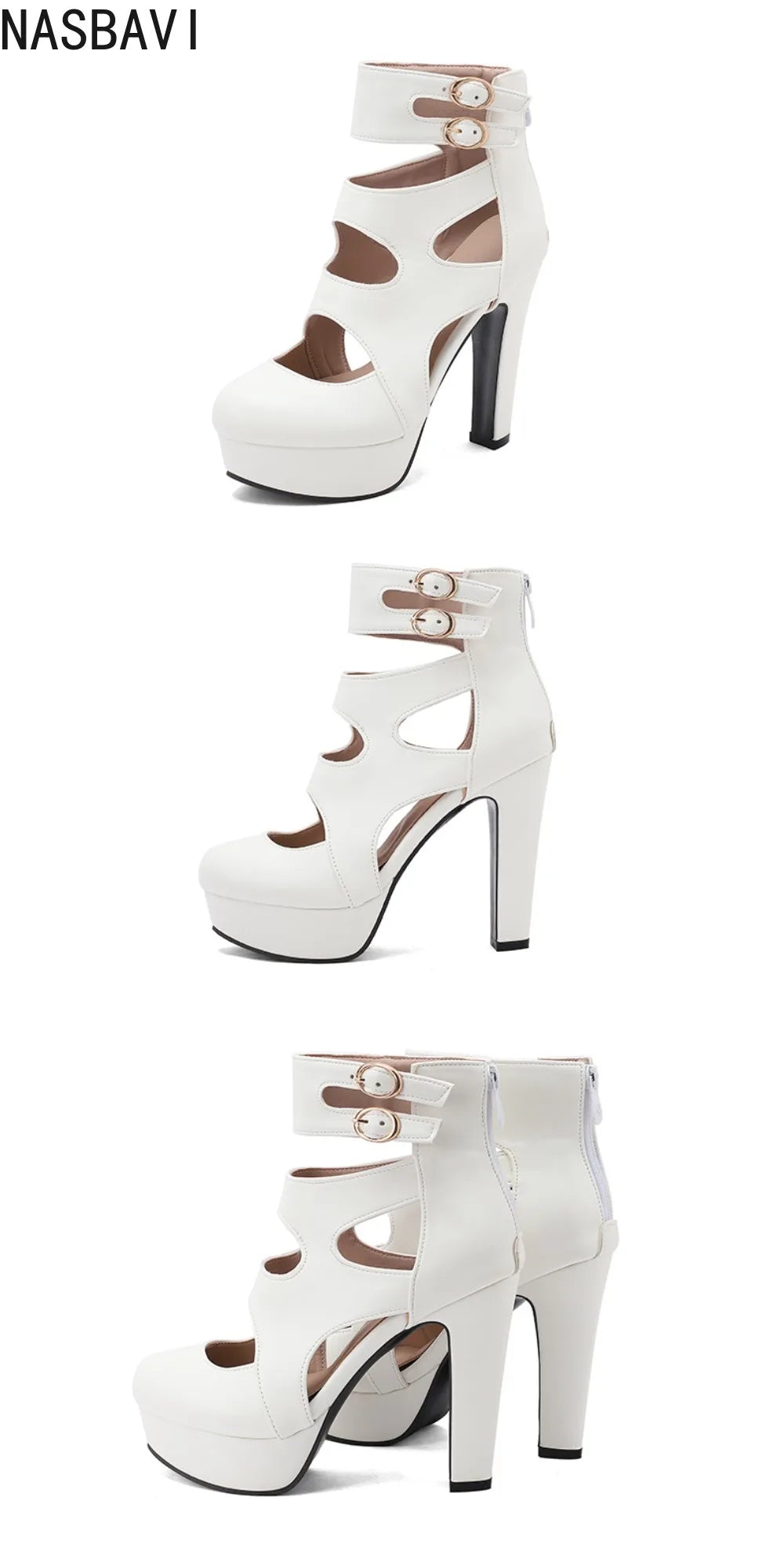Trendy Hot Sale Summer Fashion Peep Toe Platform High Heels Roman Ankle Sandals Woman's Hollow Out Party Sandals Plus Size 34-50