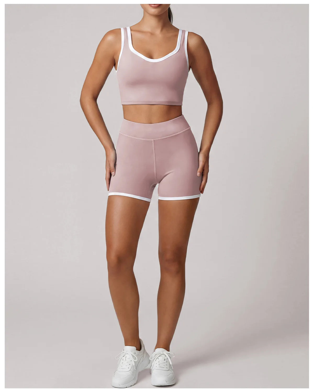 Summer Color Contrast Yoga Suit Women Shock-absorbing Sports Bra High Waist Hip Lifting Shorts Training Running Fitness Outfits