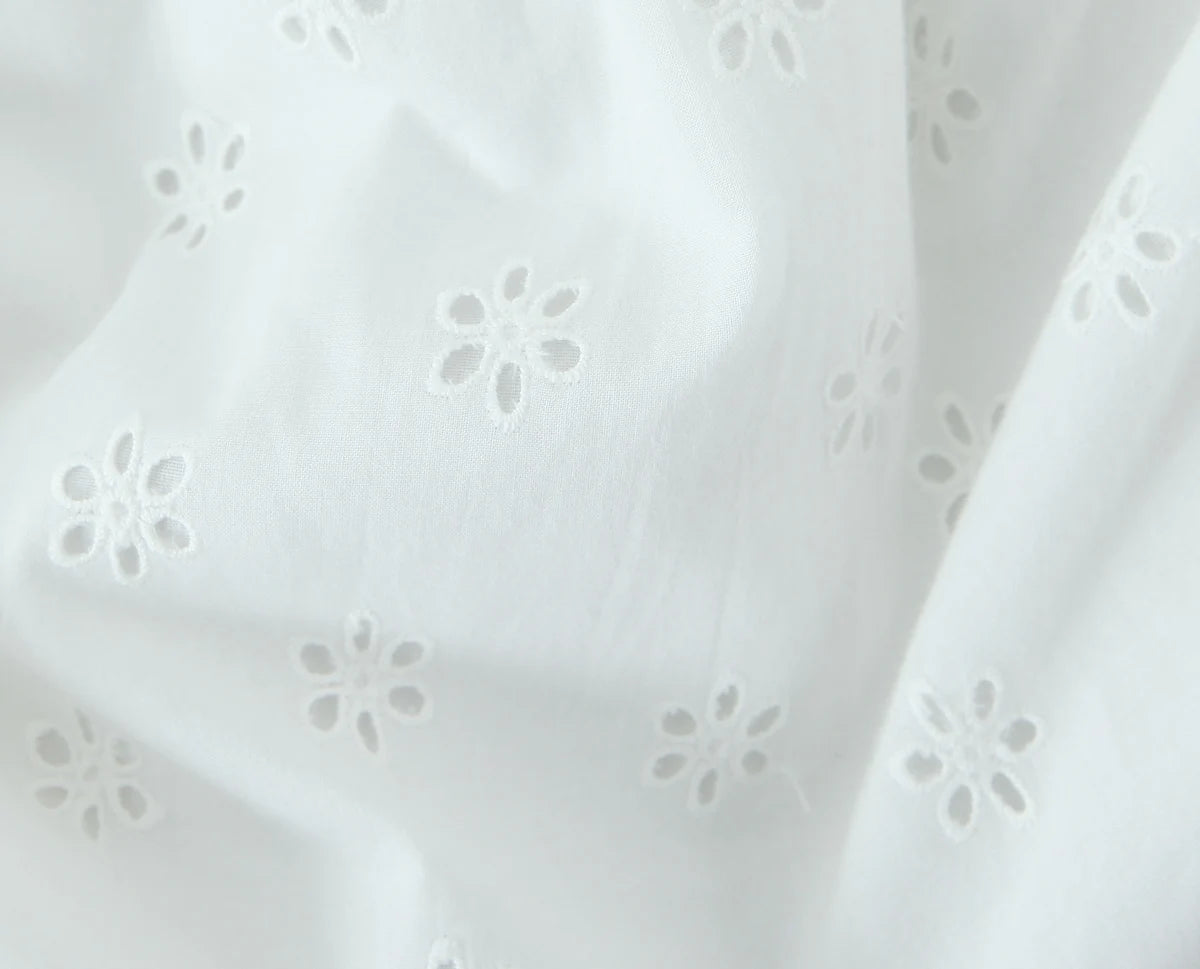 Foridol White Cotton Summer Women's Dress 2025 Off Shoulder Strapless Mini Beach Dress Casual Flower Embroidery Drawstring Dress