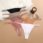 5PCS Seamless Thong Women Invisible Thin Strap Low Waist High Stretch Flexibility Panties Sexy Underwear Ladies Briefs T-back