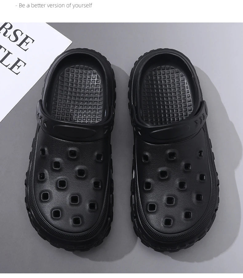 Men Summer Slippers Close Toe Leisure Clogs Soft EVA Anti-slip 2 Way Wear Shoes Couples Indoor Beach Slides Street Sandals