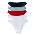 5Pcs/Set Cotton Classic Panties Women Low Rise Briefs Solid Color Breathable Underwear Sexy Lingerie Intimates Underpants M-XXL