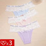 3pcs/Set Sexy Lace Women's Panties Underwear Low Waist Floral Elegant Lady Briefs Breathable Comfortable Female Sexy Lingerie
