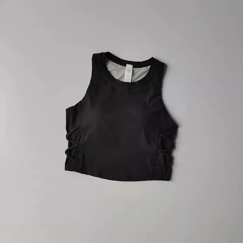 Women's Quick-Drying Breathable Yoga Vest for Fitness And Pilates Tight-Fit Exercise Top with Fixed Chest Cushion