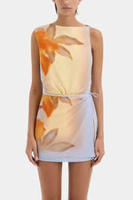 Summer Print Slim Mini Dresses Women Fashion Sexy Backless Leace-up Package Hip Sleeveless Short Dress Female Streetwear Vestido