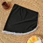 Women Swim Skirt Asymmetrical White Lace Trim Ruched Front Solid Bikini Cover Up Skirt For Summer Vacation Pool Party Beachwear
