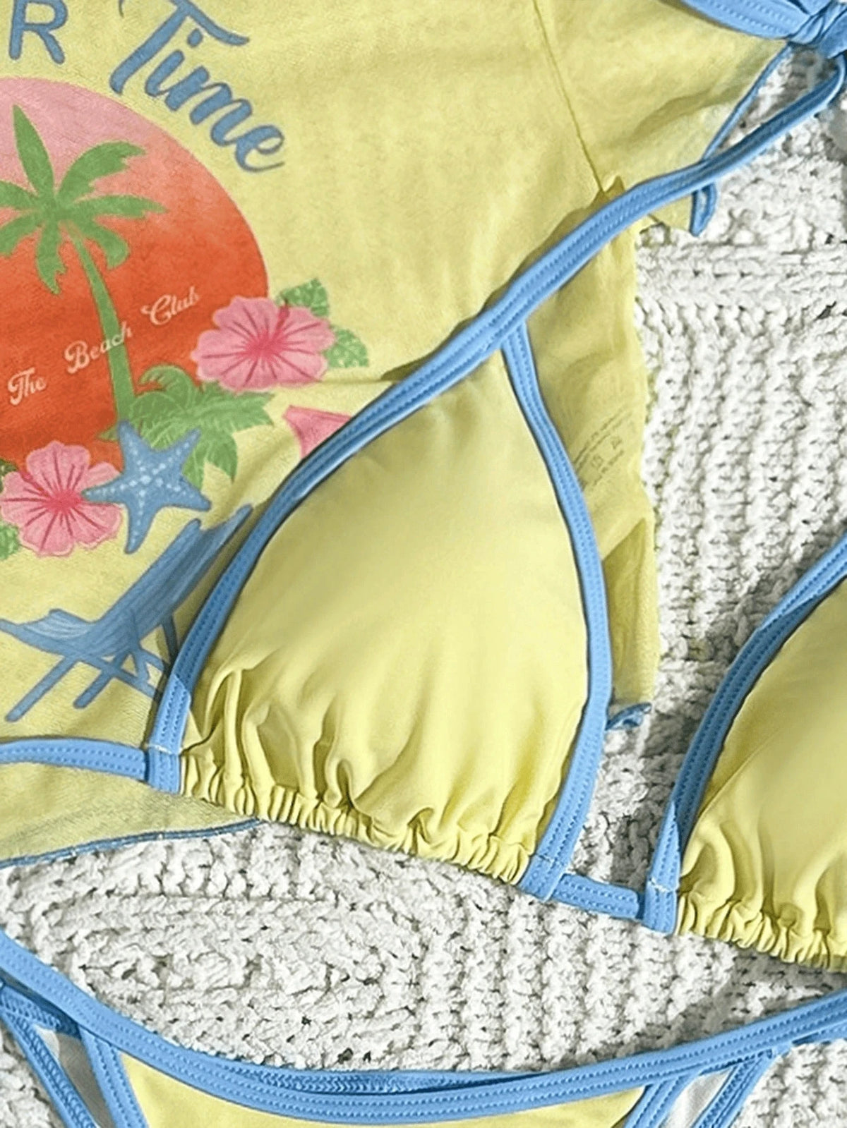 DEKA Women S -XL Printed Short Sleeve Bikini Female Swimsuit Yellow Swimwear Three-Pieces Bikini Set Bather Bathing Suit Swim