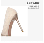 High Heels Women withSpring and Autumn Pointy Women's Shoes Dress Wedding Shoes Temperament Banquet Single Shoes