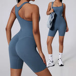 Women's Short Tracksuit One-Piece Sportswear Gym Workout Clothes Fitness Jumpsuit Stretch Bodysuit Yoga Suit Sports Playsuit