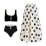 2024 Black White Retro One Piece Swimsuit Women Bow Tie Swimwear and Skirt Sexy Push Up Bathing Suit Monokini Beachwear Bodysuit