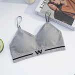 Letter Printed Elastic Underband Bralette Women Removable Breathable Pads Thin Straps Tank Bra One Size Daily Intimates