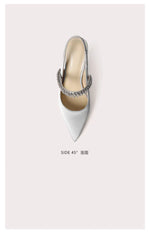 Size 34 45 Women's Diamond Bao Head Sandals 2025 New Thin Heel Pointed Sheepskin Leather High Heels Women's Wedding Shoes