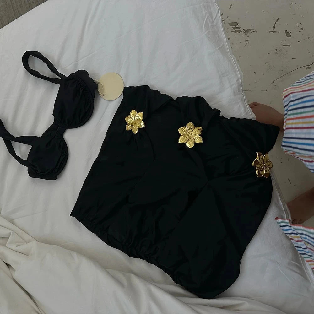 Sexy 3pieces Micro Bikinis 2024 Women Swimsuit Solid Swimwear With Skirt Brazilian Bikini Set Beachwear Thong Biquini