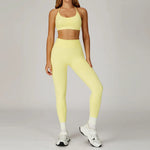 Women's Seamless Yoga Set Quick Drying Slim Fit High-end Feeling Exposed Feeling Set Outdoor Sports and Running Fitness Set