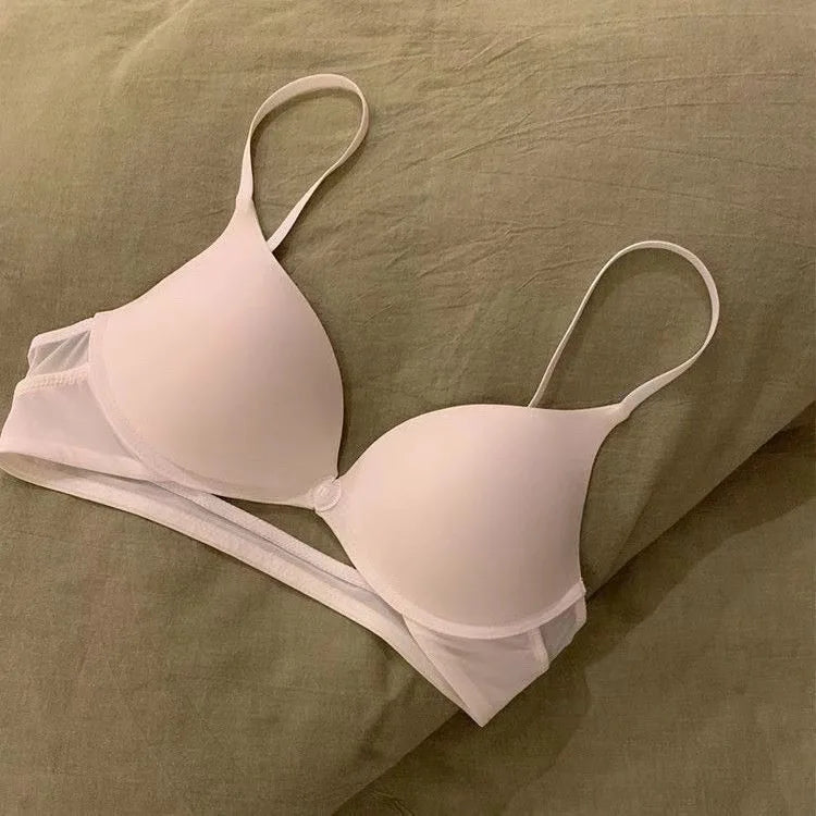 U-shaped Front Buckle Sexy Women's Bra Thin Breathable Small Chest Gathering Bras Comfortable Seamless Underwear Everyday Bra