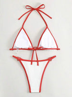 Sexy Ribbed Heart Shaped Halter Micro Bikini 2025 Women Swimsuit Female Swimwear Two Pieces Bikini Set Bathing Suit Swim Lady