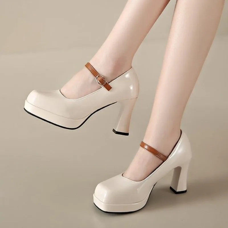 2026 leather shoe for women high heel platform point toe elegant and fashion shoe High-heeled sandals