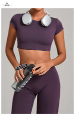 No Padded Women's Yoga T-shirt Short Sleeves Bra Backless Fitness Top Beautiful Back Gym Clothes Form-fitting Running Tee