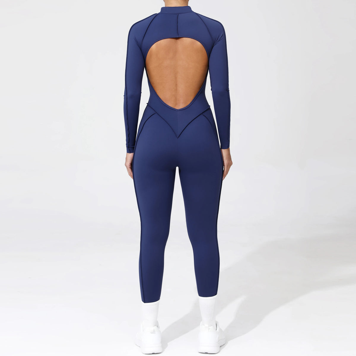 Padded Women Long Sleeve Sport Yoga Jumpsuit Workout Clothes for Women Sportwear Backless Zipper Fitness Gym Outfit