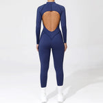 Padded Women Long Sleeve Sport Yoga Jumpsuit Workout Clothes for Women Sportwear Backless Zipper Fitness Gym Outfit