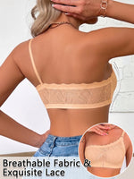 Women's One Shoulder Lace Bra Front Closure Wireless Bandeau Comfort No Lining Breathable Lingerie