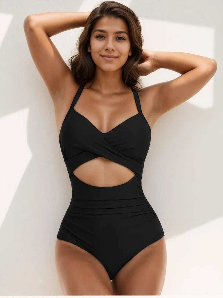 Leopard One Piece Swimsuit 2024 New Halter Push Up Swimwear Women Swimsuit Bathing Suit Beachwear Monokini Female Swimming Suits