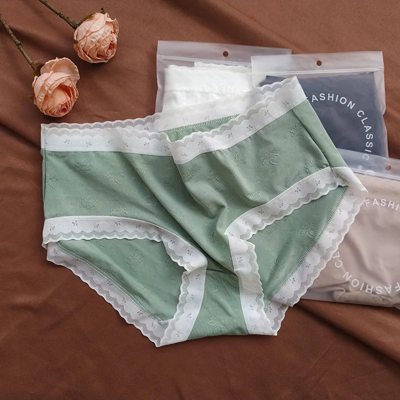 3Pcs/Set Low Rise Briefs Women Ice Silk Panties Breathable Seamless Underwear Solid Color Female Underpants Sexy Lingerie M-XL