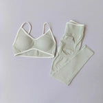 2PCS High Waisted Sports Bra Set with Contrasting Small Suspender Tight Fitting Hip Lifting Training Bra And Pants
