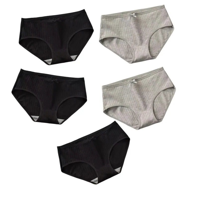 5Pcs/Set Cotton Briefs Women Panties Sexy Lingerie Women's Underpants Low Waist Panty Comfy Breathable Seamless Underwear