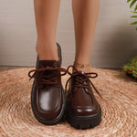 Women Block Heel Platform Oxford Shoes Lace Up Chunky Lug Sole Round Toe Vintage Preppy Casual Dress Shoes Black Brown