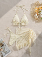 3 Pieces Triangle String Bikini 2026 Women & Tassel Beach Skirt Swimwear Female Sexy Swimsuit Beachwear Bathing Swimming Suit