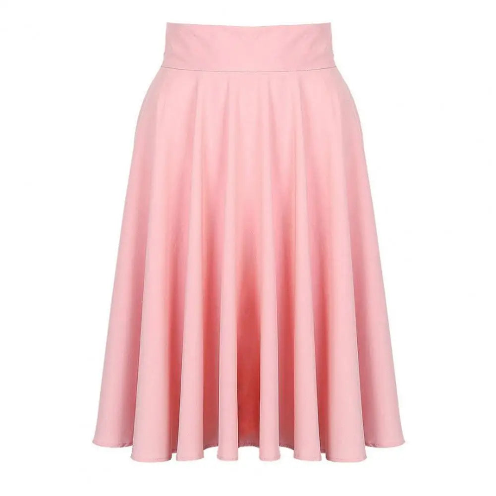 Women Skirt Elastic High Waist A-Line Style Skirt Solid Color Large Hem Skater Skirt Bohemia Style Skirts Women's skirt