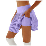 Women's Pleated Skirt Yoga High Waist Anti-Slip Tennis Skirt Double Layer Non-Slip Solid Colour Badminton Golf Short Skirts 2025