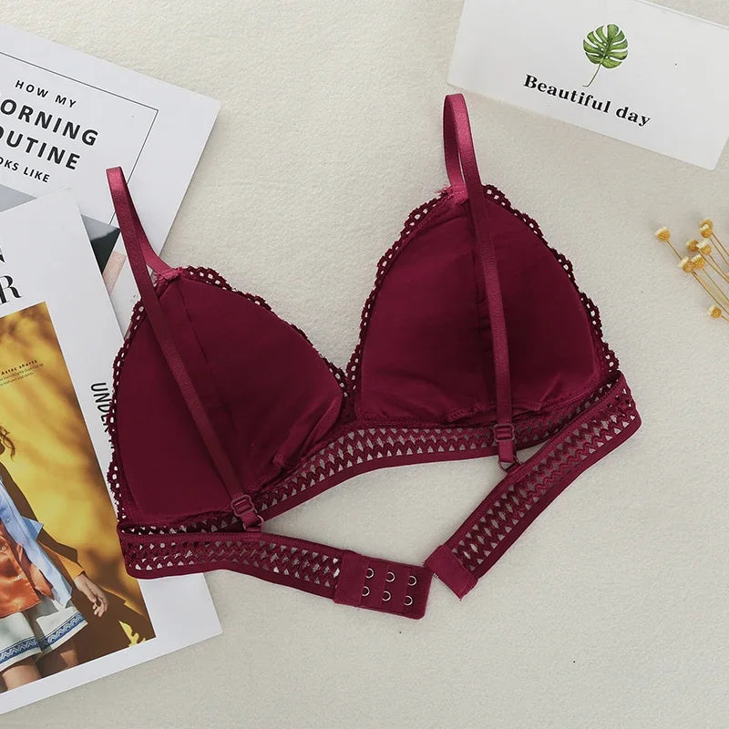 Lace Bralette Women Sexy Lingerie Non-wire Bra Triangle Cup Female Padded Underwear Push Up Bras