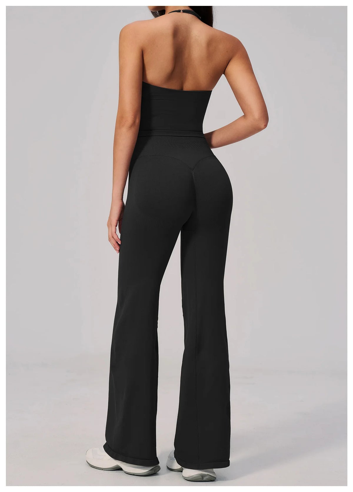 New Yoga Sets Women Summer Seamless Thread Hanging Neck Sports Vest Exercise Fitness Suit High Waist Wide Leg Pants Tracksuit