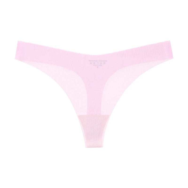 Girls Briefs Seamless Women Panties Sexy G String Ice Silk Underwear T Back Sports Yoga Thong Traceless Plus Size S-XL