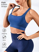 Women's Racerback Sports Bra Seamless Ribbed Yoga Workout Crop Top High Support Gym Tank Top