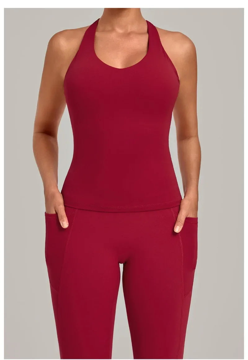 Women's Seamless Yoga Vest Sports Fitness Gym Beauty Back Top Nude Slim Fit Training Running Workout Vest