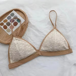 Lace Women's Bra Sexy Lingerie Without Steel Ring French Underwear Triangular Cup Push Up Bra Comfort V Neck Bralette