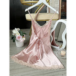 Sexy Lace Patchwork Camisola Lingerie Nighty Wedding Silk Dress Sleep Wear Nightdress Clothes Women's Nightgowns Sexy Nightwear