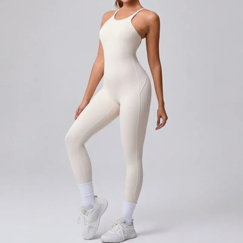 Women's Yoga Jumpsuits Sports Fitness Hip-lifting Cross Beauty Back Adjustable Straps One-piece Training Workout Gym Bodysuits
