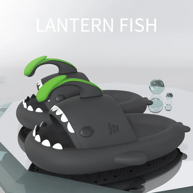 1Pair DIY Shark Slippers Charms Night Glowing Lantern Unicorn Cute Strawberry Panda Ice Cream Fins Shoes Accessories