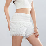 Women Ruffle Lace Shorts Elastic Waist Bloomers Y2K Aesthetic Short Pants Casual Gothic Kawaii Shorts Summer