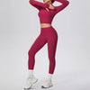 New Women Yoga Set Solid Color Double-Sided Brushed Bare Feel Short Long-Sleeve Jacket Tight Pants Running Fitness 2-Piece Set