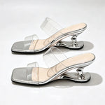 Y2K PVC Transparent Designer Sandals Women Shoes Slip On Hollow Wedge Slide Mules Beach Vacation 6cm Comfortable Walking Heels