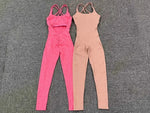 Seamless High-Waisted Peach Hip Yoga Jumpsuit for Women - Fast Drying Sweat-Wicking Tight Running Sports Jogging Gym Activewear