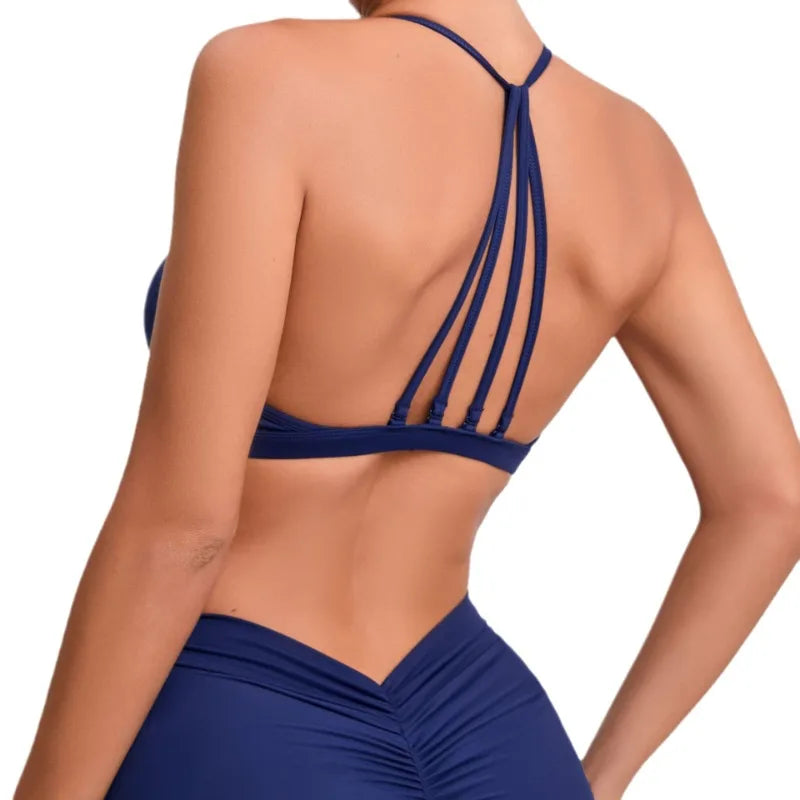 Women's Detachable Strap Yoga Bra Top Seamless Racerback Sweat-Wicking High Support for Yoga Running & Low Impact Workouts