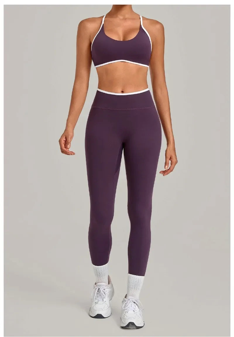 Women's Seamless Yoga Sets Sports Fitness Gym Sleeveless Vest Hip-lifting Slim Fit Pants Suits Running Training Workout Sets