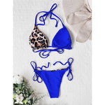 XS - L 8 Color Splicing Halter Leopard Bikini Female Swimsuit Women Swimwear Two-piece Bikini set Bather Bathing Suit Swim V3736